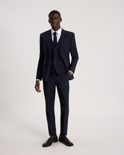 NEW EXPRESS 128 NAVY EXTRA SLIM WOOL BLEND MODERN TECH WASHABLE SUIT PANT 30/32