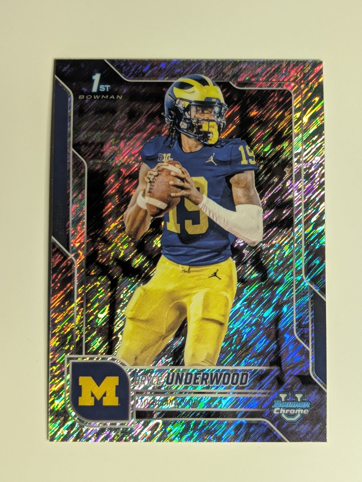 Bryce Underwood 2025 Bowman Chrome U 1st Bowman Shimmer Refractor Michigan