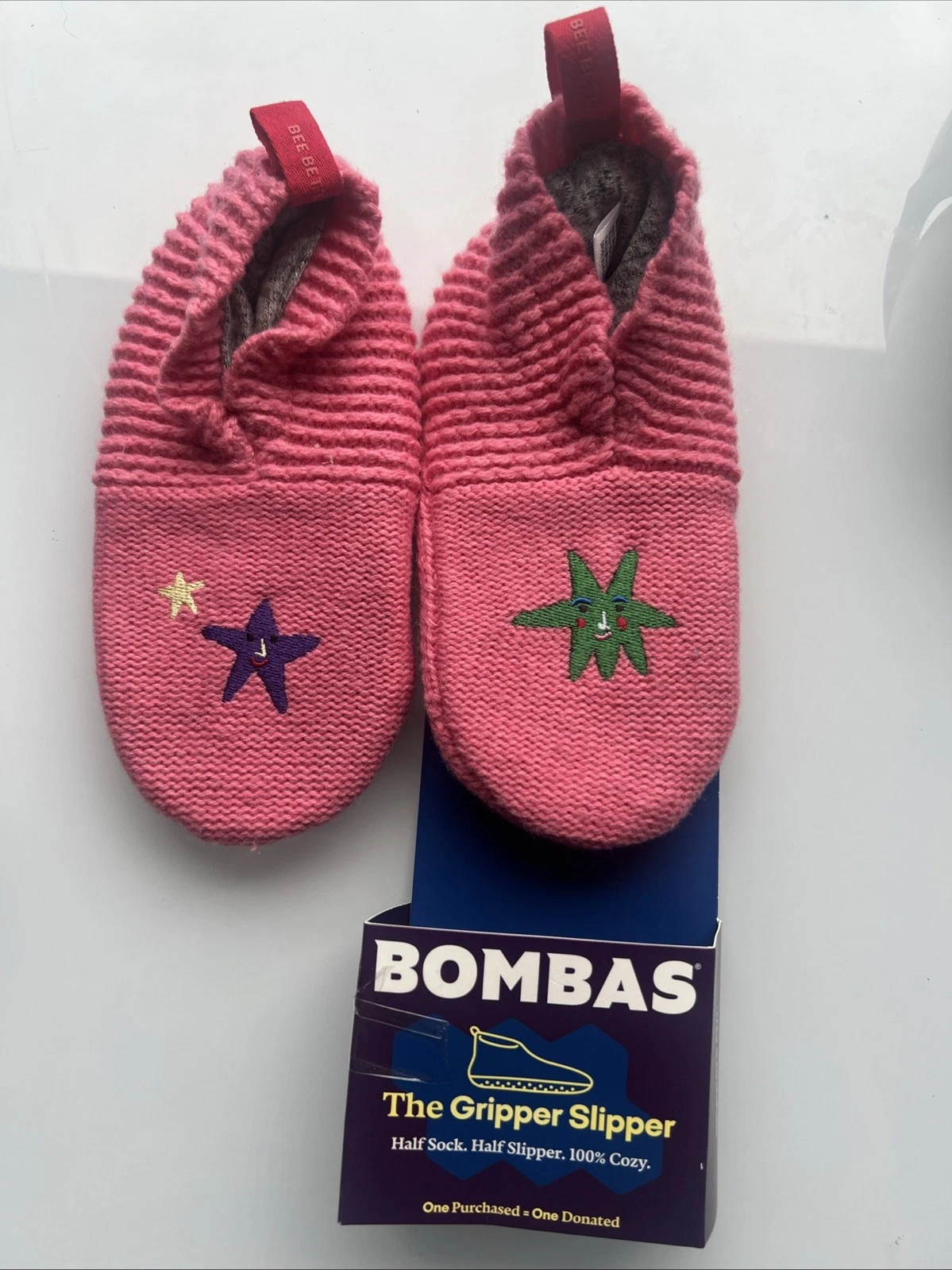 Bombas Gripper Slippers House Shoes Socks Size T 8-10 Toddler PINK - New