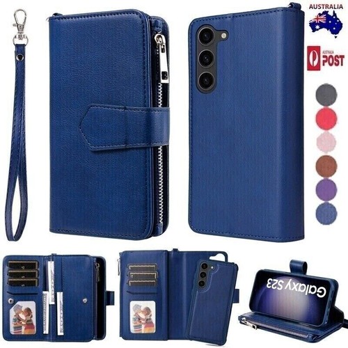For Samsung S25 S24 S23 S22 S21 Note20 Detachable Zip Leather Wallet Case Cover - Picture 18 of 94