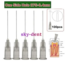100pcs Dental Endo Irrigation Needle Tip 27GA End-Closed Side Hole Syringes Tips