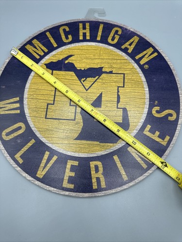 "Michigan Football Wolverines Insegna in legno NUOVO 12"" - Foto 11 di 11