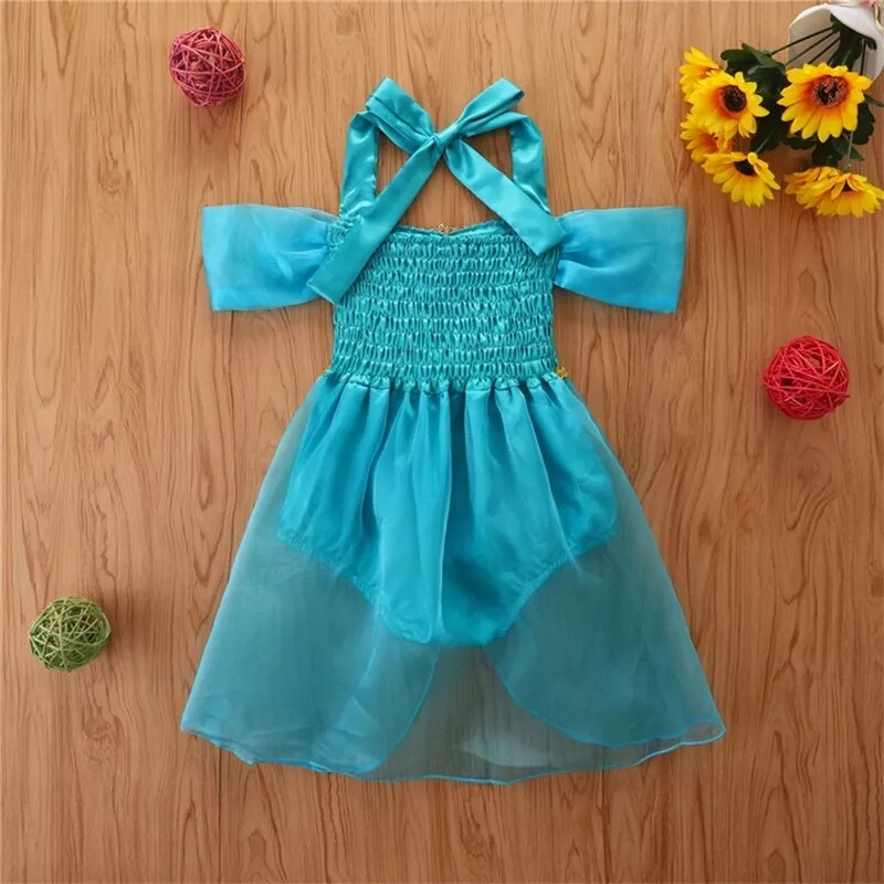 New Princess Jasmine Sequin Romper Dress - Baby Girls Costume Jumpsuit