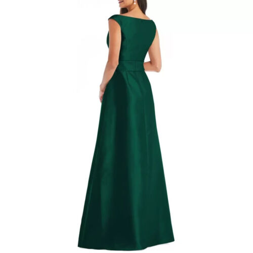 Alfred Sung D811S schulterfreies Satinkleid Dress jägergrün Größe 10 NEU neu mit Etikett - Bild 2 von 2
