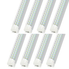 8PCS T8 4FT LED Shop Light Fixtures 60W Garage Lights Ceiling Wall Lamps D Shape