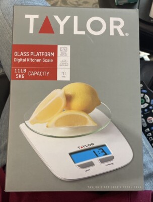 Taylor Precision Glass Platform Digital Kitchen Scale Model 3845 11lb Capacity