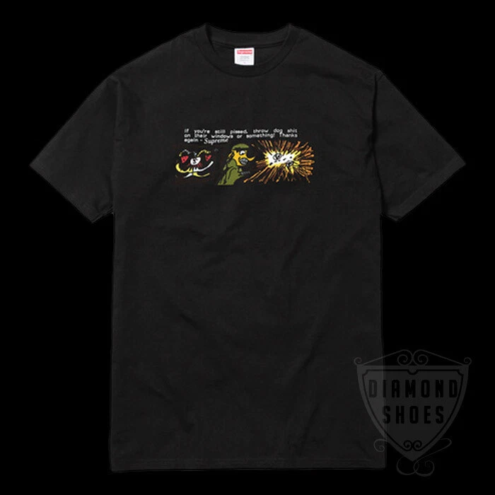 TEE SHIRT NEUF FW17 SUPREME DOG SH!T SH*T NOIR L LARGE