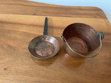 Miniature Copper Skillet Pot Nice for Doll Stove Chimney Doll Kitchen