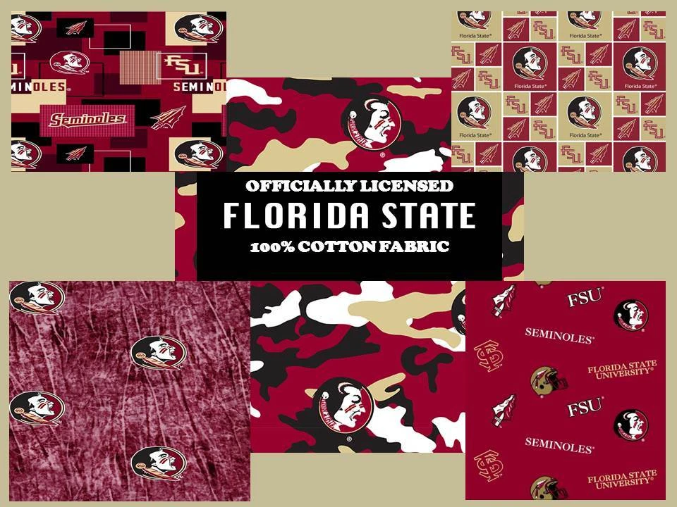 SYKEL Florida State University FSU Seminoles Cotton Fabric by the Yard-ALL PATTERNS