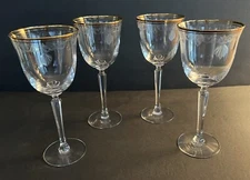 Lenox Crystal CLASSIC SHELL Gold Trim Lot Of 4 Wine Glasses Exc