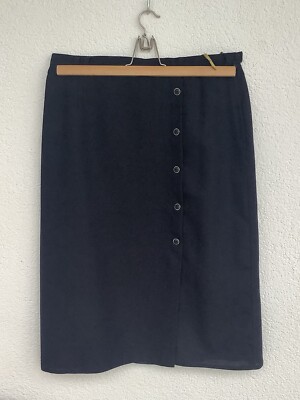 ROCK, GR.46, BLAU DUNKEL, C&A, POLYESTER MIT WOLLE, KNOPFLEISTE, SCHLITZ, FUTTER