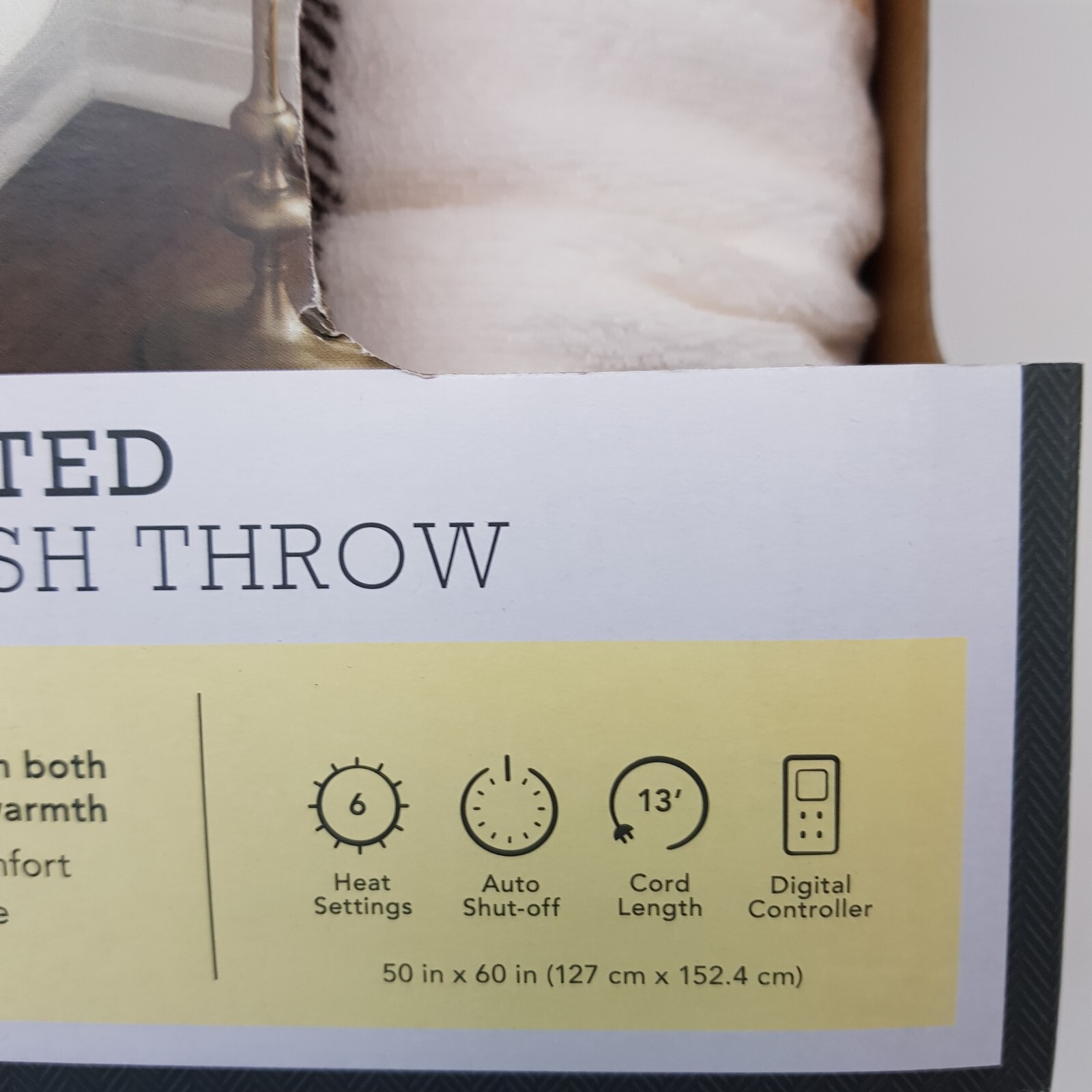 THRESHOLD Electric Heated Microplush Reversible Checker Throw Blanket