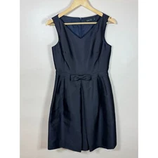 Teri Jon by Rickie Freeman Short Fit & Flare Navy Dress Formal Silk Wool Wedding