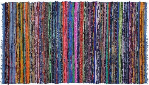 INDIAN ARTISTIC Multi Color Chindi Rag Rug 4X6 Hand Woven |Recycled Cotton