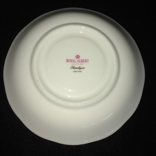 ROYAL ALBERT Fine Bone China Thank You Plate 5 1/2" Lt. Green w/ Blue Flowers - Picture 2 of 4