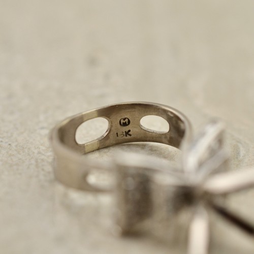 Vintage 1950s 18ct white gold Diamond double-bow engagement ring setting ~ sz 7 - Picture 7 of 9