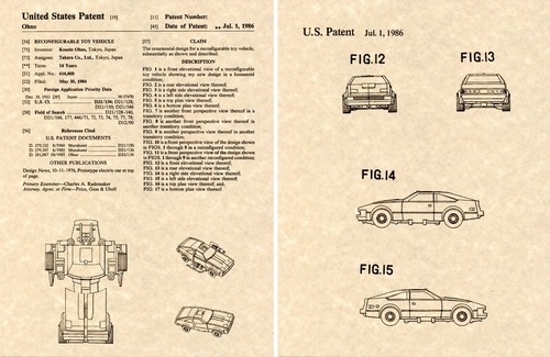 Transformers DOWNSHIFT G1 US Patent Art Print READY TO FRAME OHNO - Picture 1 of 1