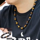 Tiger Eye Hematite Obsidian Stone Triple Protection Men Necklace Free Bracelets