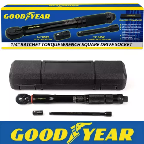 Ratcheting Torque Wrench 1/4" Socket Set Square Drive Car Wheel Wrench Reducer