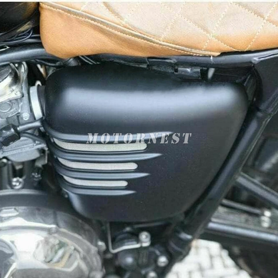 Cubiertas de carenado lateral izquierdo y derecho de batería para Triumph Bonneville T120 negro 16-20 Foto 2 de 4