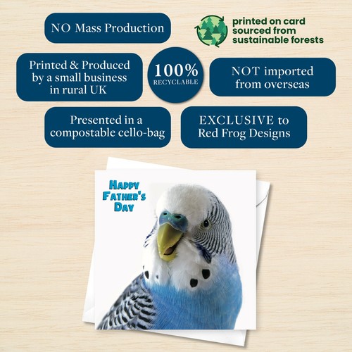 Tarjeta Budgie Día del Padre - Budgerigar Azul - Del Pájaro - Papá Abuelo Marido - Imagen 2 de 12