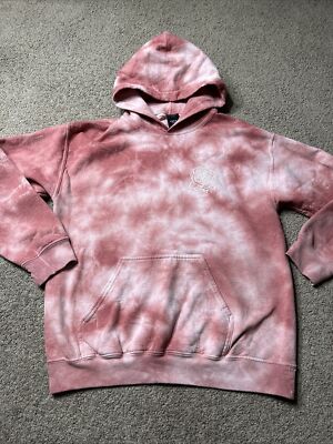 Obey Mira Double Rose Logo Pink White Tie Dye Pullover Hoodie Sz M