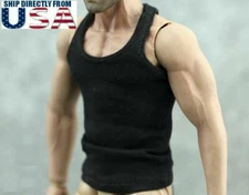 1/6 Men Tank Top BLACK For 12" PHICEN Hot Toys Worldbox Muscular Male Figure