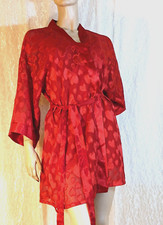 Vintage Fredericks of Hollywood RED Hearts Lingerie Dressing Gown Wrap Robe L