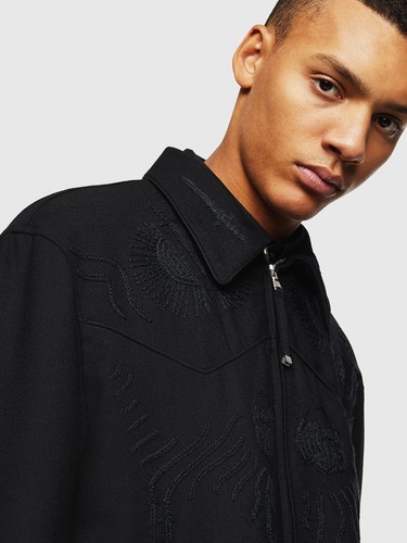 DIESEL BLACK GOLD Bomber Jacket Embroidered Wool Skull Sword SIZE M/L UK 38 IT48 - Picture 6 of 13