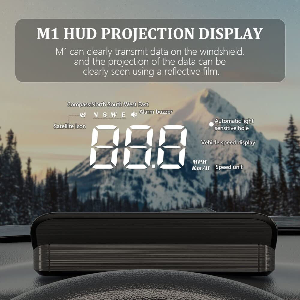 M1 Digital Car Hud Head up Display GPS Windshield Projection Speedometer  with Over Speed Alarm Fatigue Driving Reminder - China Head up Display, Hud