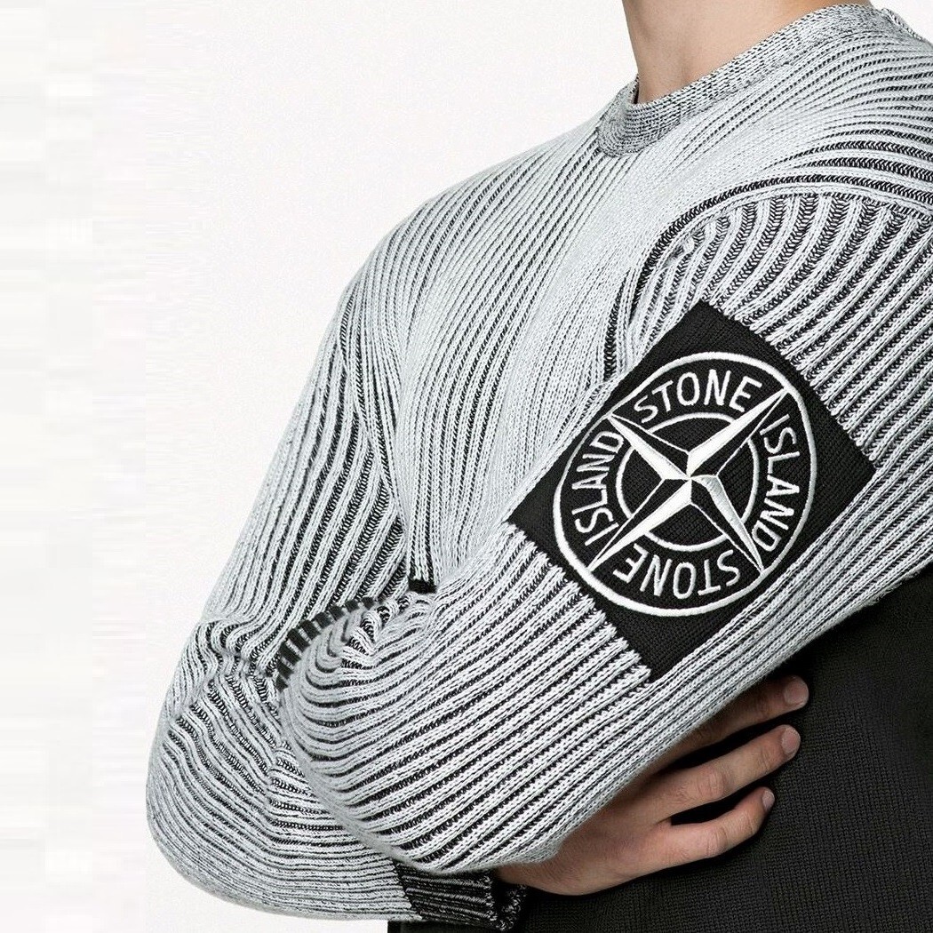 STONE ISLAND 508D1 Rib Cotton Knit Crew Neck Sweater Two STONE ISLAND 508D1 Rib Cotton Knit Crew Neck Sweater Two