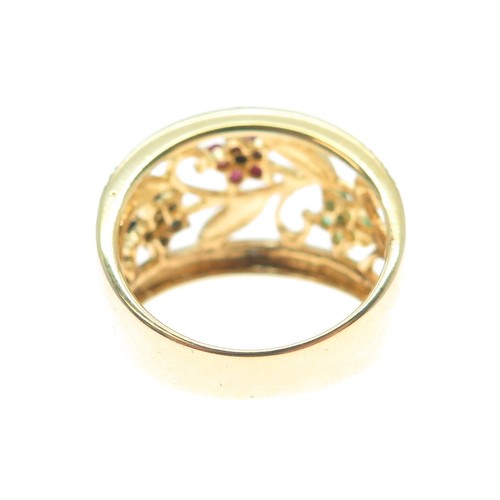 ROSS SIMONS 925 Sterling Gold Plated Real Diamond & Multi-Gem Ring Size 7.25 - Picture 5 of 9