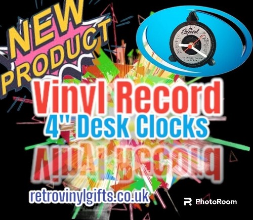 Upcycled Vinyl Record DESK CLOCKS - All Rock Punk Hard Heavy Metal Rock - Zdjęcie 1 z 440