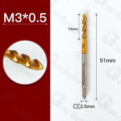 HSS Spiral Flute Point Machine Thread Tap Drill Bit Set TiN HSS-Co Cobalt M2-M12 - Picture 39 of 62