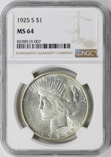 1925-S $1 Peace Dollar NGC MS64