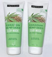 FREEMAN Canadian Hemp Seed Clay Mask Oil Absorbing Mattifying 6 oz (2 Pack)