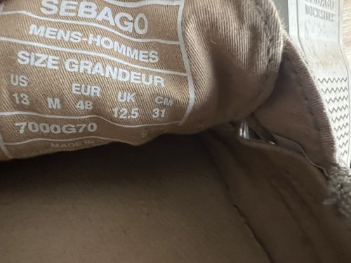 MOCASINES SEBAGO PARA HOMBRE 13 M MUELLES CON CORDONES Beige Tostado - Imagen 8 de 8