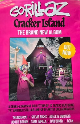 Gorillaz Cracker Island record store promo poster size 70 x 40cm approx unused