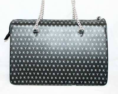 DKNY Bryant Signature Zip Shoulder Bag R74A4009 Black Gray