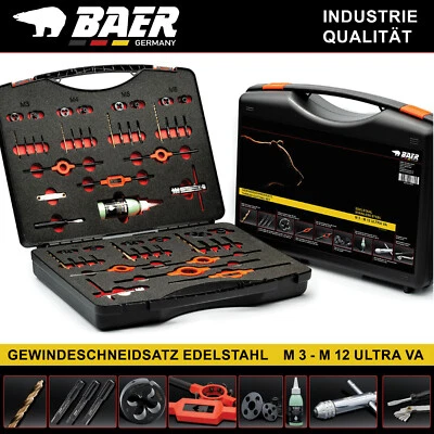 Gewindeschneider Satz Edelstahl BAER UltraVA M3 - M12 Gewindebohrer Schneideisen - Bild 1 von 4