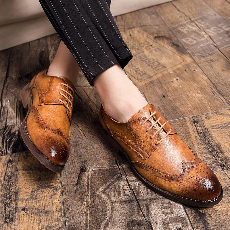 SAOLA Scarpe eleganti uomo d'affari Oxford matrimonio britanniche pump stringate punta alare punta punta a punta