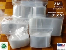 3"x 5" CLEAR 2 MIL ZIP SEAL BAGS POLY PLASTIC RECLOSABLE LOCK MINI SMALL BAGGIES