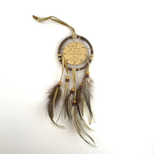 Dream Catcher Handmade Native American Leather With Feathers and Beads Earth