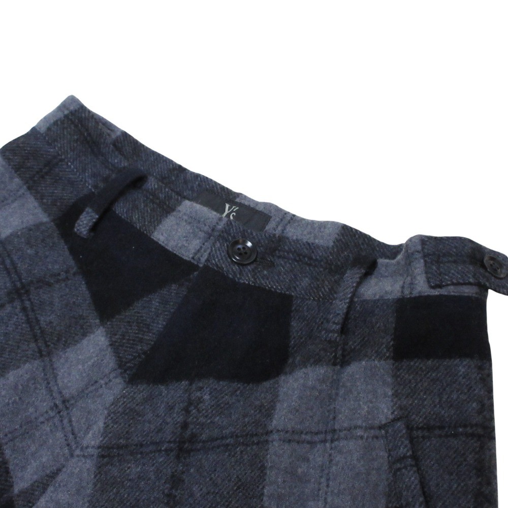 Y's Yohji Yamamoto Check Wool Sarouel Pants Size 1 Gray/Navy Women USED