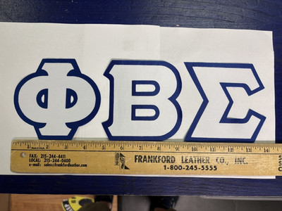 Phi Beta Sigma 4'' Mega Greek Twill Sew On Letters White on Royal Adhesive Back
