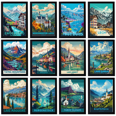 Vintage Reise Poster Stadt Retro Fantasy Stadtbild Kneipe Wandbild Deko A3 A4 A5