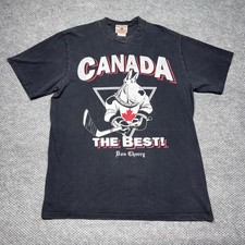 Vintage 90s Canada National Hockey League Mascot T-Shirt XL RARE MENS BLACK