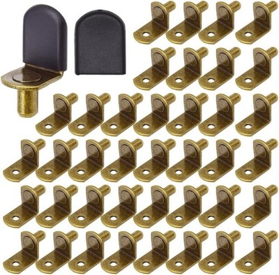50 Pcs Shelf Support Pegs With Rubber Sleeve For Glass Shelves (Bronze/L)