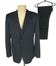 Z Zegna City Pinstripe 2-Piece Suit Dark Gray 100 Wool Blazer Pants Size IT 48R
