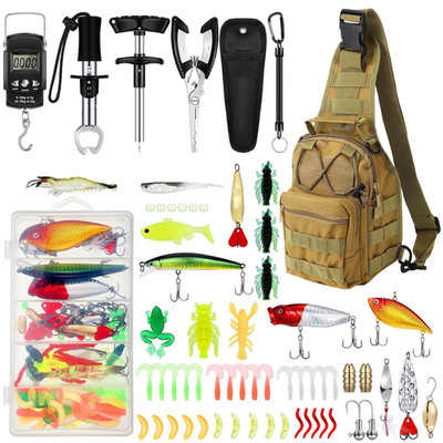 Sosation 134 Pcs Fishing Tool Tackle Box Kit and Equipment for Khaki